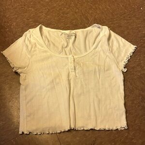 White Ribbed Crop Top